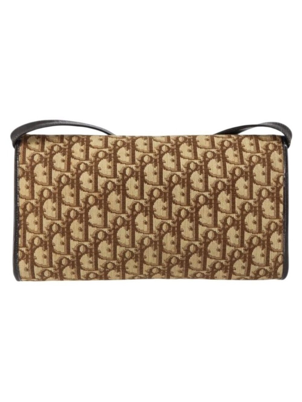 Authentic Christian Dior Trotter Canvas Shoulder Bag Beige Gold - Picture 10 of 16